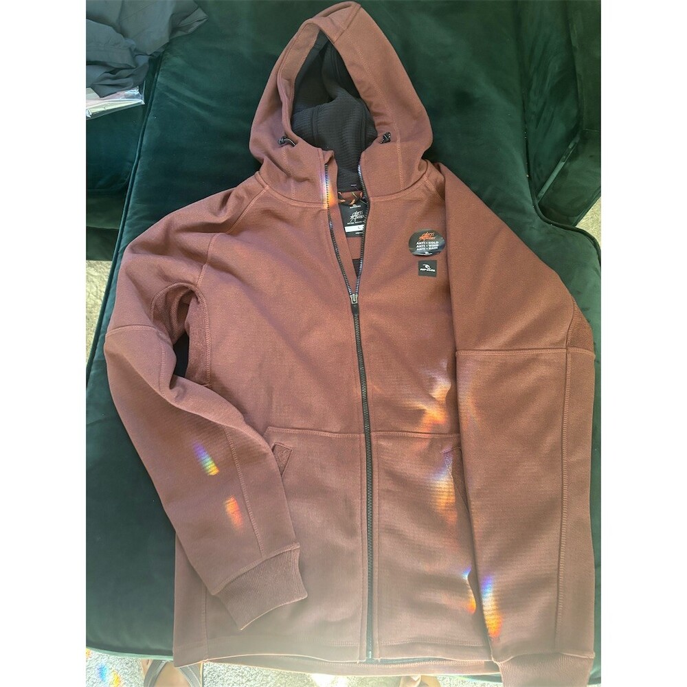 Rip Curl Anti Series Full Zip Hoodie Jacket Mens L Maroon Weather